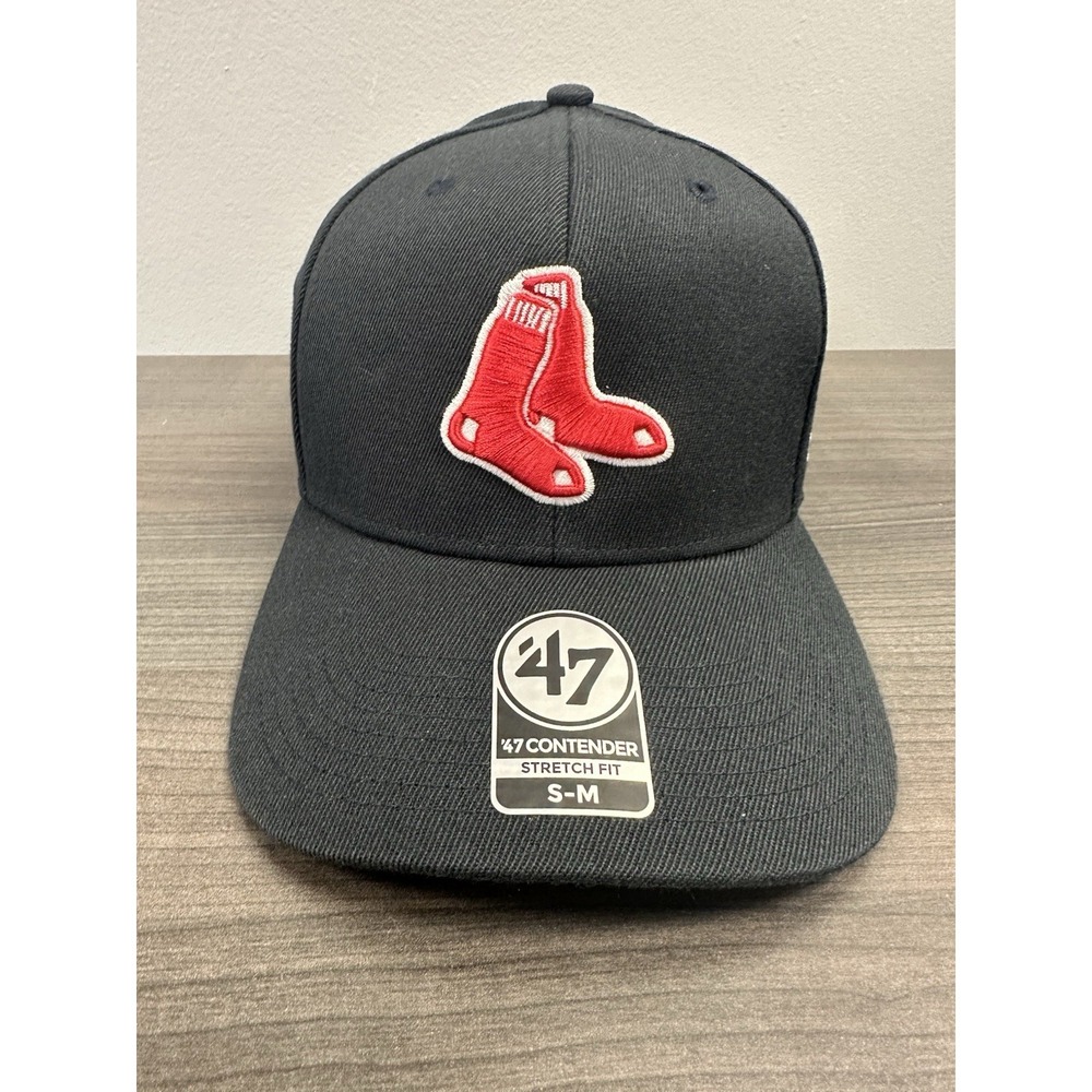 Boston‎ Red Sox 47 Brand Hat Cap Medium S-M Stretch Fit Contender Logo MLB NEW